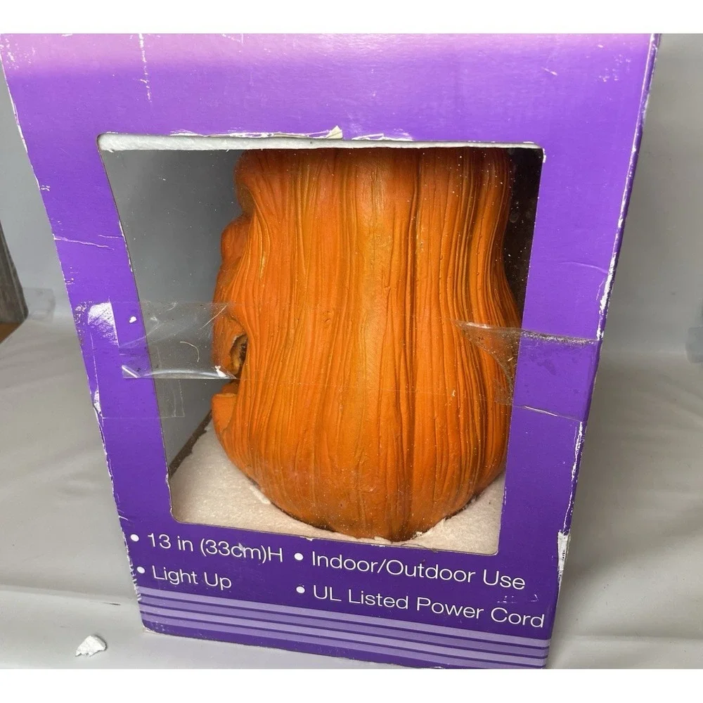Magic Power Ceramic Electric Lighted Pumpkin Jack O Lantern Halloween Decoration